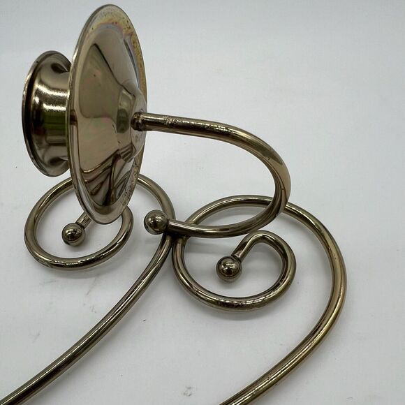 2 Pc Brass Toned Scroll Wall Mounted Taper Candle Sconces - Picture 5 of 9